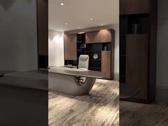 China Popular Executive Office Desks CEO Desk L Shape With Office Cabinet Showcase