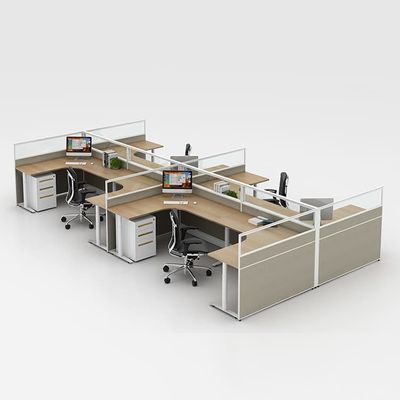 8 Seater 사무실 워크스테이션 책상 간격 25mm 모듈 칸막이실 워크스테이션