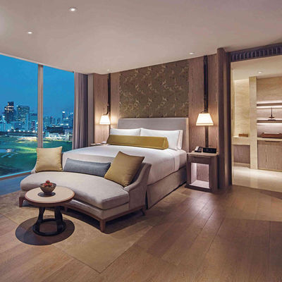 맞춤형 킹 사이즈 빌라 호텔 목재 침실 룸 가구 세트 솔루션