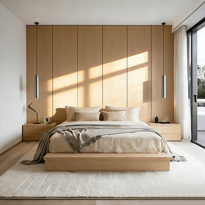 5성 목조 호텔 침실 가구 세트 킹 퀸 침대 호텔 빌라용 침대 옆 캐비닛